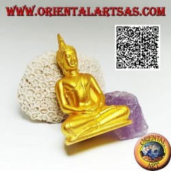 Sculpture de Bouddha "Dhyana Mudra - symbole de méditation et de sagesse" sur l'autel en résine (dorée) 10 cm