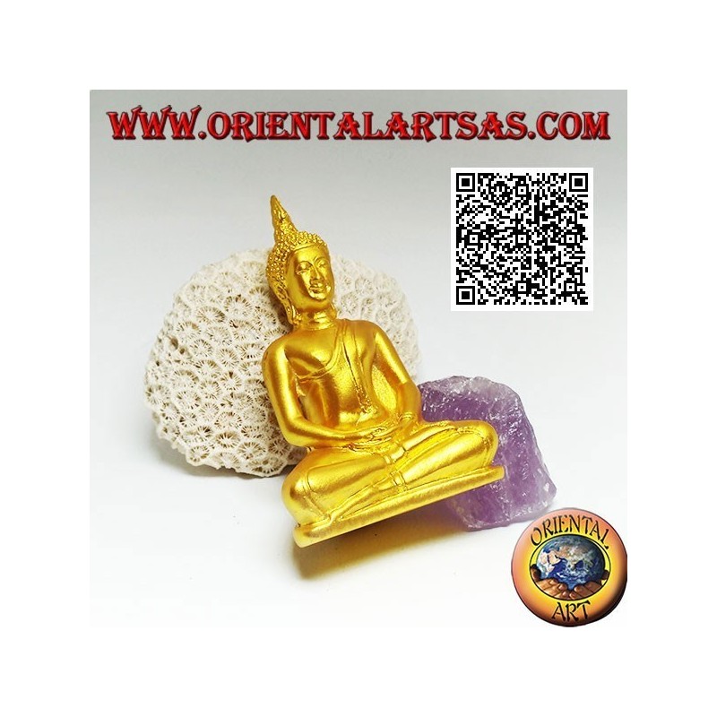 Buddha sculpture "Dhyana Mudra - symbol of meditation and wisdom" on the altar in resin (golden) 10 cm