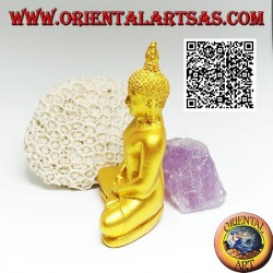 Sculpture de Bouddha "Dhyana Mudra - symbole de méditation et de sagesse" sur l'autel en résine (dorée) 10 cm