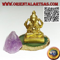 Ganesh sculpture "the elephant God" seated, in resin (gold 7.5 cm)