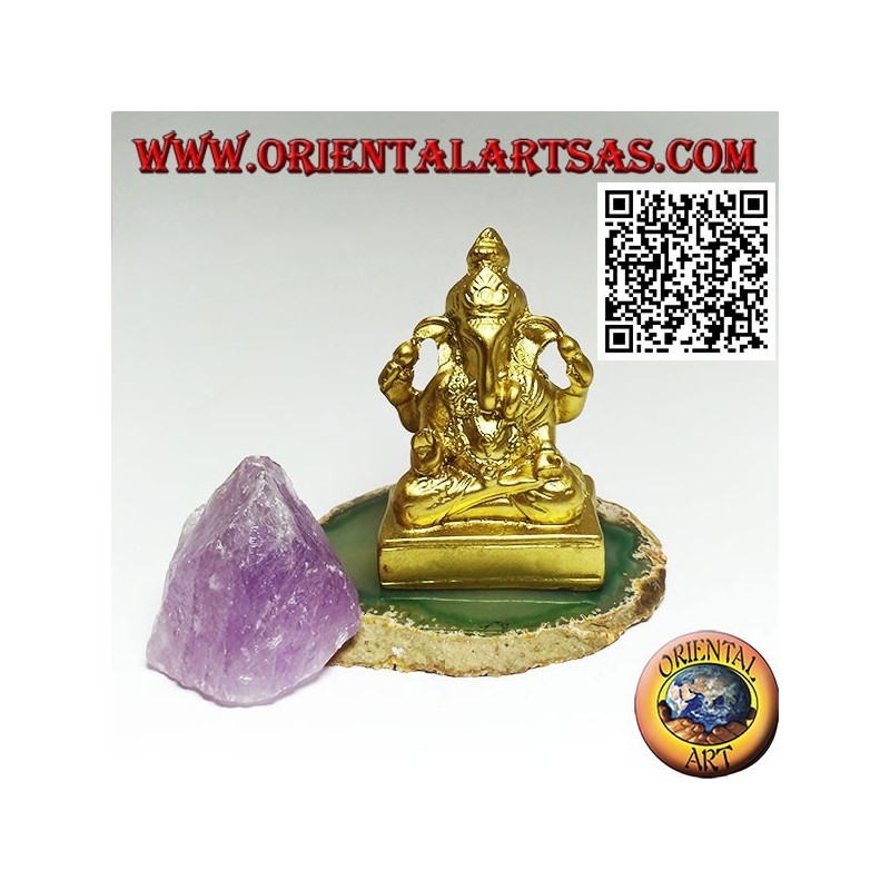 Ganesh Skulptur "Der Elefantengott" sitzend, in Harz (Gold 7,5 cm)