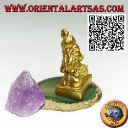 Ganesh Skulptur "Der Elefantengott" sitzend, in Harz (Gold 7,5 cm)