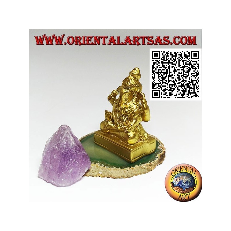 Scultura Ganesh "il Dio elefante" seduto, in resina (dorato 7,5 cm)