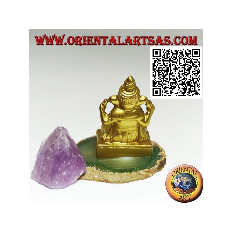 Ganesh sculpture "the elephant God" seated, in resin (gold 7.5 cm)