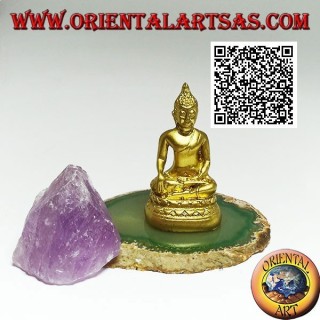 Escultura de Buda "Bhumisparsha Mudra - Sometiendo al demonio Mara" en resina (dorado) 6 cm