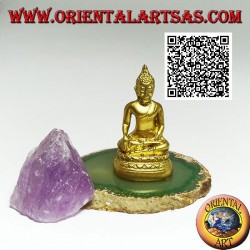 Buddha sculpture "Bhumisparsha Mudra - Subduing the demon Mara" in resin (golden) 6 cm