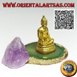 Buddha-Skulptur "Bhumisparsha Mudra - Unterwerfung des Dämons Mara" in Harz (golden) 6 cm