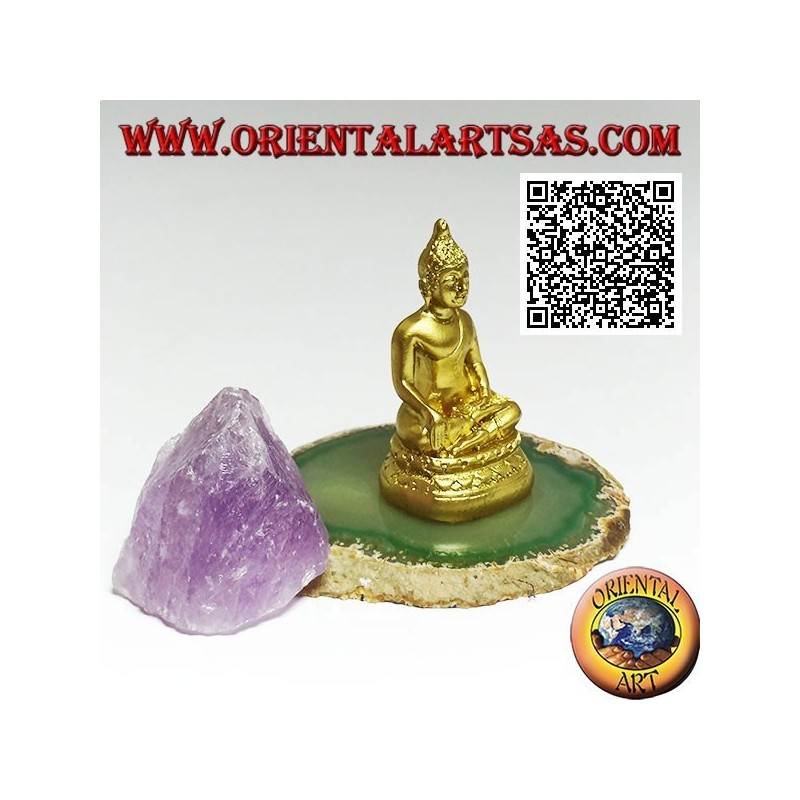 Escultura de Buda "Bhumisparsha Mudra - Sometiendo al demonio Mara" en resina (dorado) 6 cm