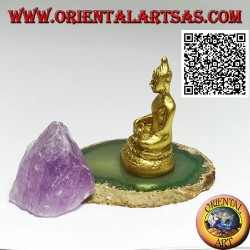 Escultura de Buda "Bhumisparsha Mudra - Sometiendo al demonio Mara" en resina (dorado) 6 cm