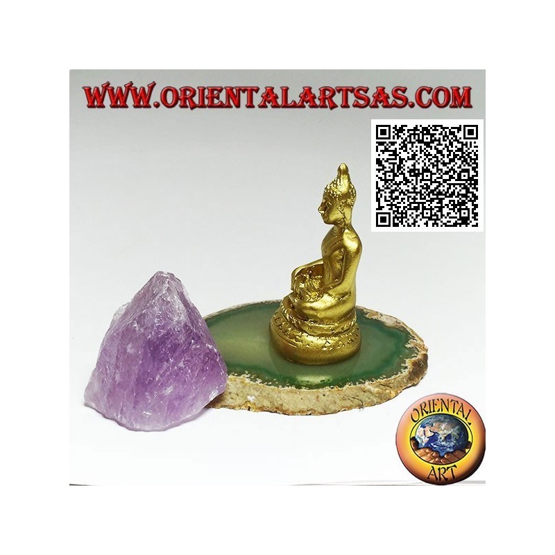 Buddha sculpture "Bhumisparsha Mudra - Subduing the demon Mara" in resin (golden) 6 cm