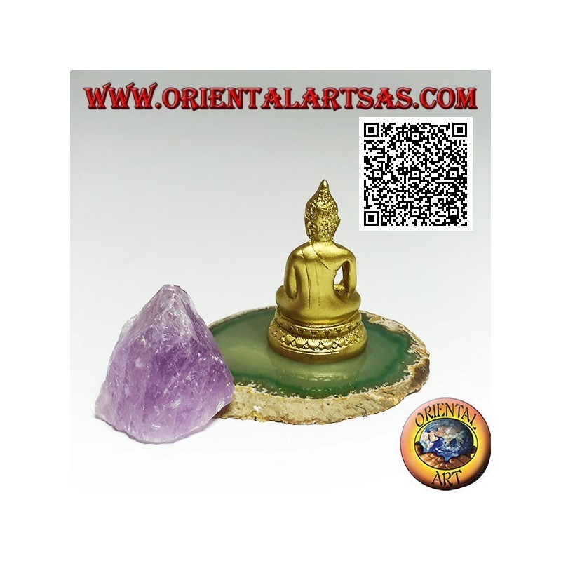 Escultura de Buda "Bhumisparsha Mudra - Sometiendo al demonio Mara" en resina (dorado) 6 cm
