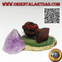 Kopf Buddhas (derjenige, der zur ultimativen Realität erleuchtet / erweckt wird) in Harz, 7,5 cm Walnussfarbe