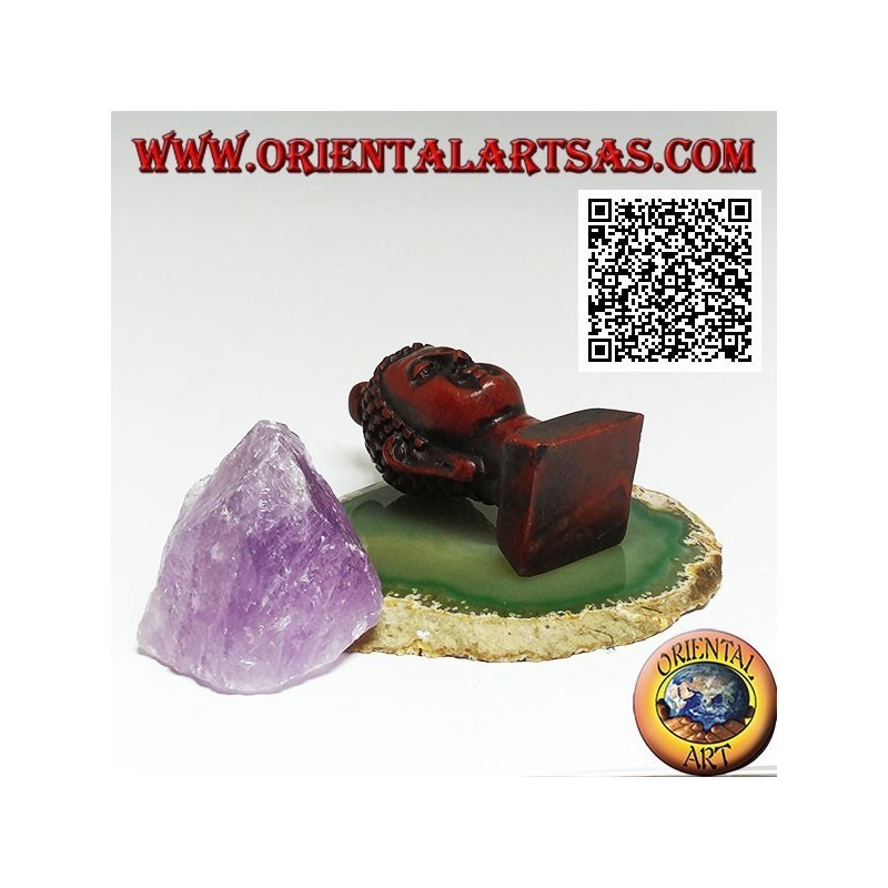 Head of Buddha (the one who is enlightened / awakened to the ultimate reality) in resin, 7.5 cm walnut color