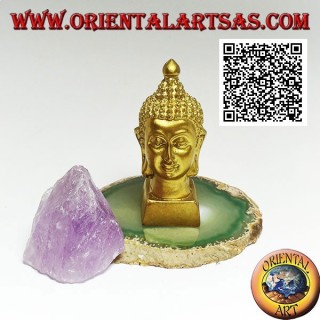 Testa di Buddha (colui che si è illuminato/risvegliato alla realtà ultima) in resina, dorato da 7,5 cm