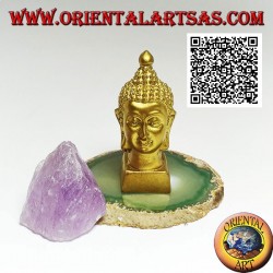 Head of Buddha (he who is enlightened / awakened to the ultimate reality) in resin, 7.5 cm gilded