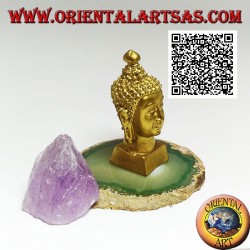Kopf Buddhas (derjenige, der zur ultimativen Realität erleuchtet / erweckt wird) aus Harz, 7,5 cm vergoldet