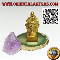 Head of Buddha (he who is enlightened / awakened to the ultimate reality) in resin, 7.5 cm gilded