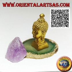 Tête de Bouddha (celui qui est éclairé / éveillé à la réalité ultime) en résine, 7,5 cm dorée