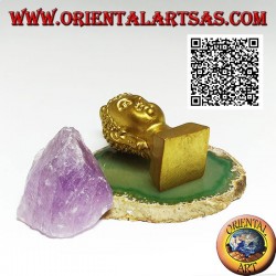 Kopf Buddhas (derjenige, der zur ultimativen Realität erleuchtet / erweckt wird) aus Harz, 7,5 cm vergoldet