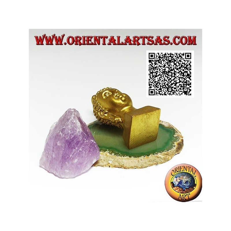 Head of Buddha (he who is enlightened / awakened to the ultimate reality) in resin, 7.5 cm gilded