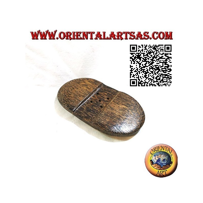 Jabonera ovalada de estilo oriental en madera de coco