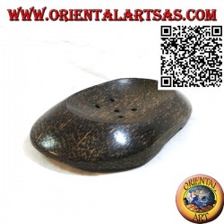Oriental style oval soap dish in coconut wood