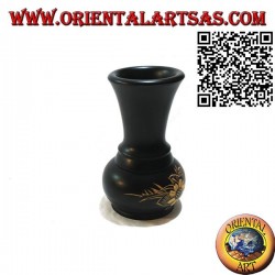 Vase à fleurs ampoule avec fleur gravée à la main en bois d'acajou de 15 cm