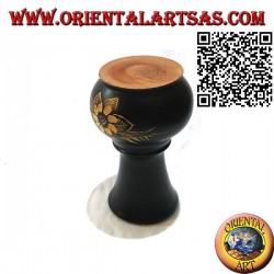 Vase à fleurs ampoule avec fleur gravée à la main en bois d'acajou de 15 cm