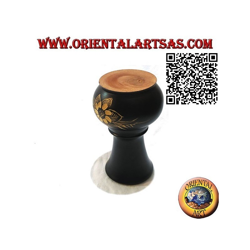 Ampullenblumenvase mit handgravierter Blume aus Mahagoniholz ​​von 15 cm