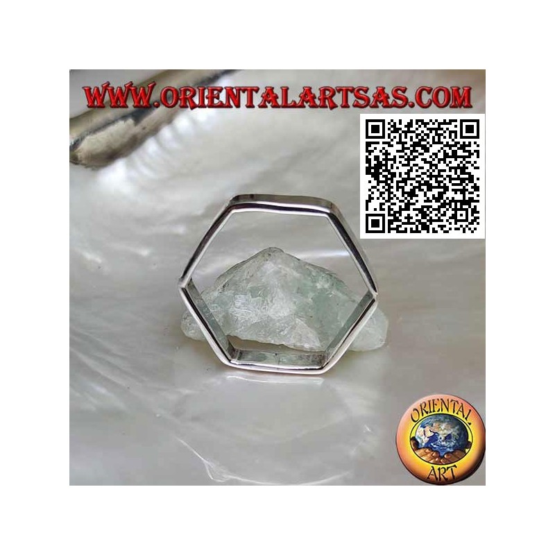 Anillo de plata lisa con banda de forma hexagonal