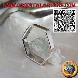 Smooth silver ring with hexagonal shape band