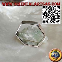 Anillo de plata lisa con banda de forma hexagonal