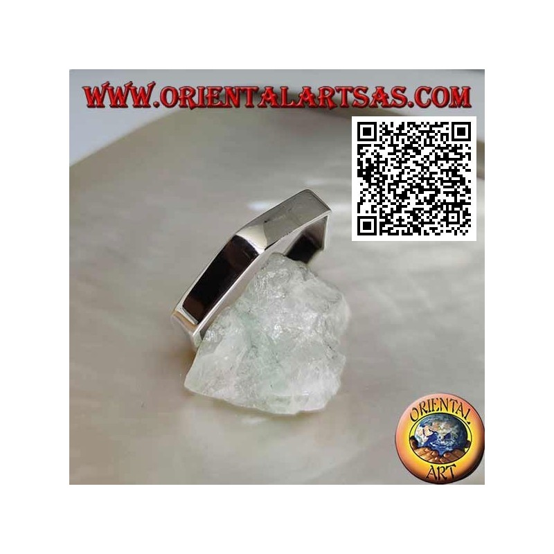Anillo de plata lisa con banda de forma hexagonal