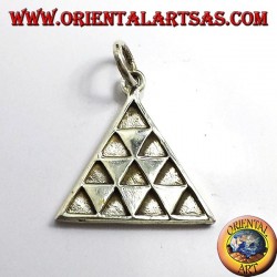 Tetraktys triangle pendant, silver