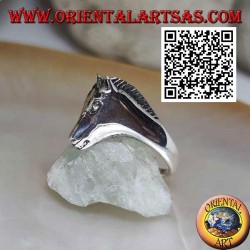 Three quarter horse head silver ring on tail (ouroboros style)