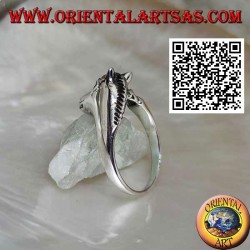 Three quarter horse head silver ring on tail (ouroboros style)