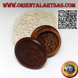 Tabakmühle aus Mahagoniholz ​​mit geschnitztem Hindu-Sanskrit-Begriff Om "ॐ" 5 cm Ø