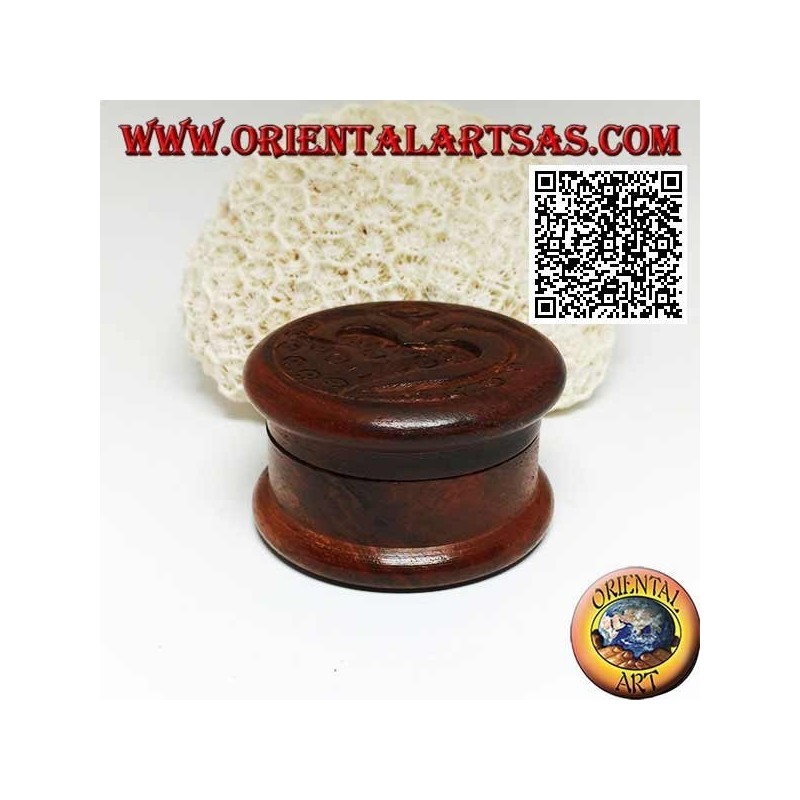 Grinder tritatabacco in legno di mogano con intagliato termine sanscrito induista Om "ॐ" da 5 cm Ø