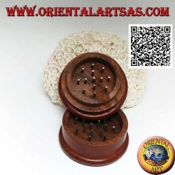 Moulin à tabac en bois d'acajou avec feuille de cannabis sculptée, 5 cm Ø