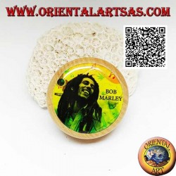 Tabakmühle aus Kiefernholz mit Bild von Bob Marley, 5 cm Ø (2)