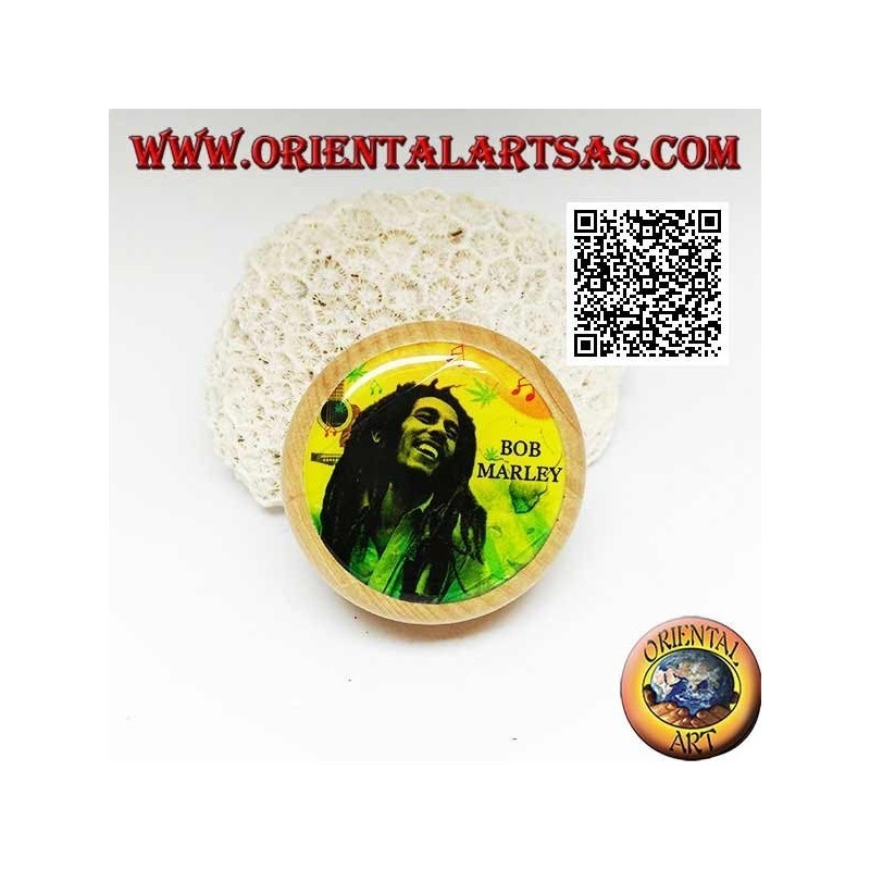 Molinillo de tabaco en madera de pino con imagen de Bob Marley, 5 cm Ø (2)
