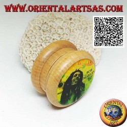 Tabakmühle aus Kiefernholz mit Bild von Bob Marley, 5 cm Ø (2)