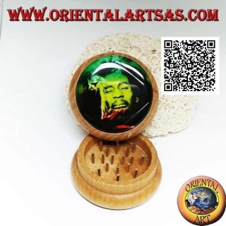Molinillo de tabaco en madera de pino con imagen de Bob Marley, 5 cm Ø (4)