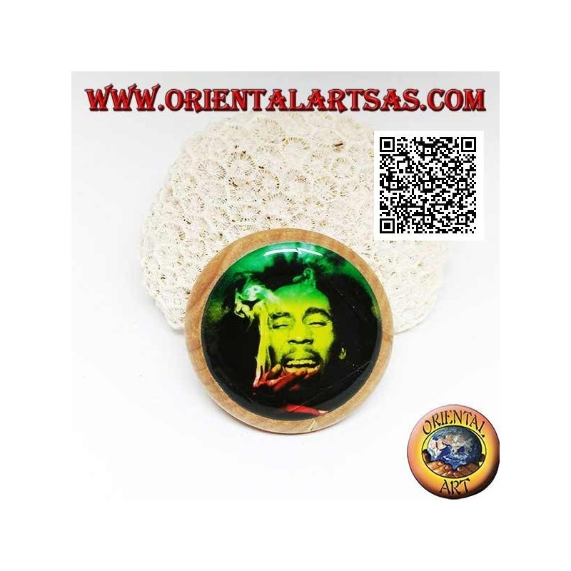 Moulin à tabac en bois de pin avec image de Bob Marley, 5 cm Ø (4)