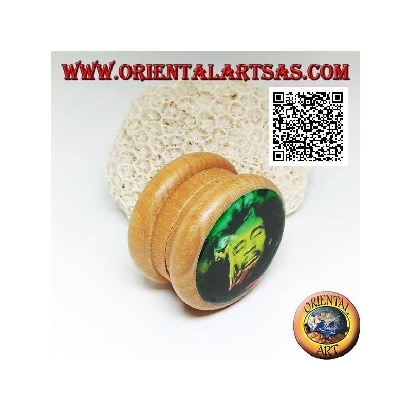 Molinillo de tabaco en madera de pino con imagen de Bob Marley, 5 cm Ø (4)