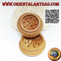Tobacco grinder in pine wood with image of Bob Marley, 5 cm Ø (4)