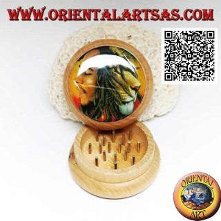 Molinillo de tabaco en madera de pino con imagen de Bob Marley, 5 cm Ø (5)