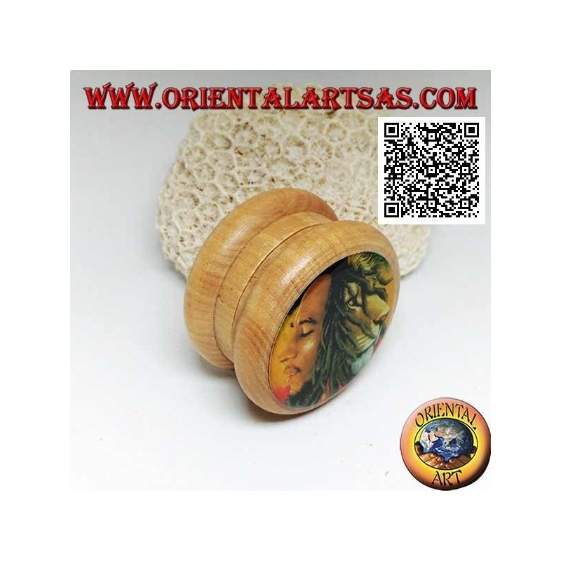 Molinillo de tabaco en madera de pino con imagen de Bob Marley, 5 cm Ø (5)