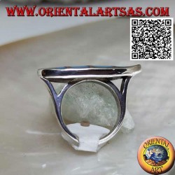 Glatter silberner Shuttle-Ring mit quadratischem Türkis, bündig mit der Kante