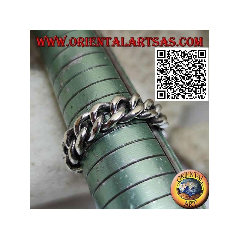 Classic soft chain smooth band silver ring